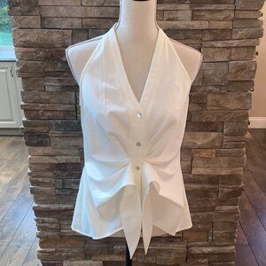 Chic White Button-Down Halter Blouse